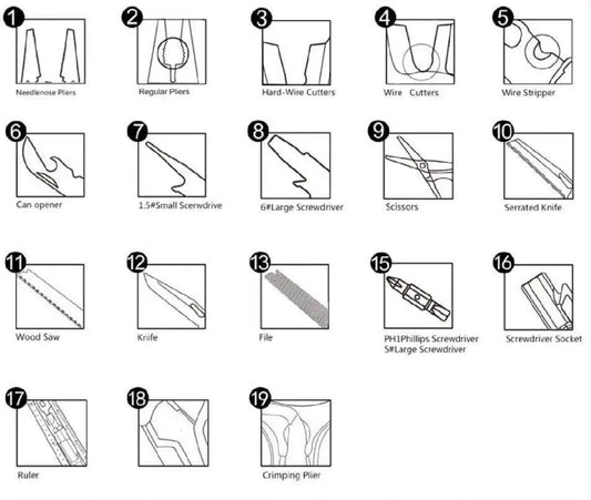 Daicamping DL12 18 In 1 Camping Multitools Clip Multi Pliers Multifunctional 7CR17MOV Folding Knife Tools Swiss Army Multi Knife