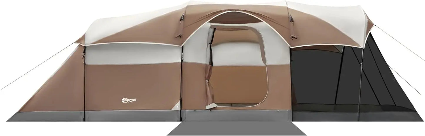 8 Person Family Camping Tent with Screen Room Water Resistant Big Tunnel Tent with Rainfly Large Family Tent for Outdoor Camping