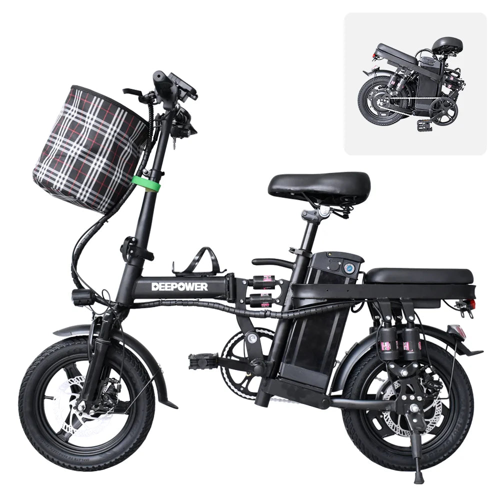 Electric Bike for Adults, 400W Motor,  up to 25MPH 14” Tires for Adult Electric Bicycles, 48V 10AH/15AHRemovable Battery