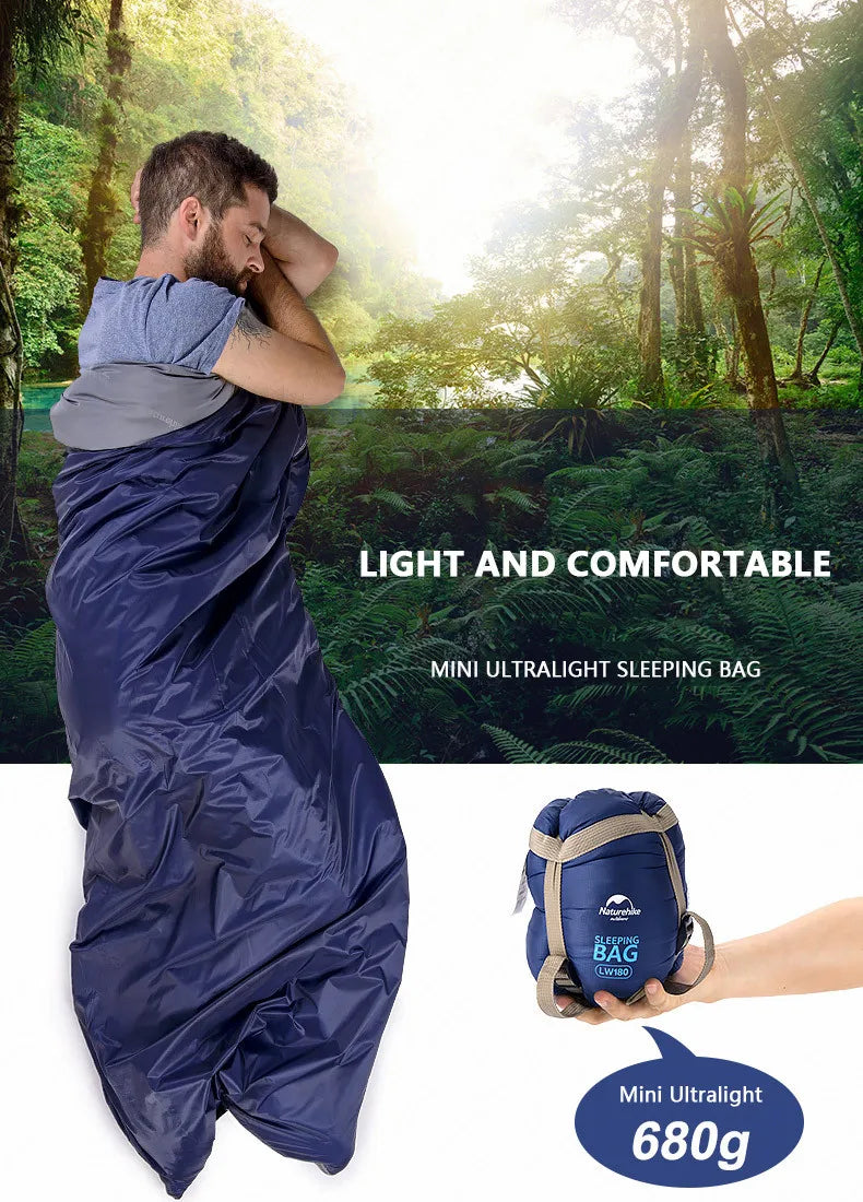 Naturehike Sleeping Bag Ultralight LW180 Waterproof Cotton Sleeping Bag Nature Hike Summer Hiking Camping Sleeping Bag