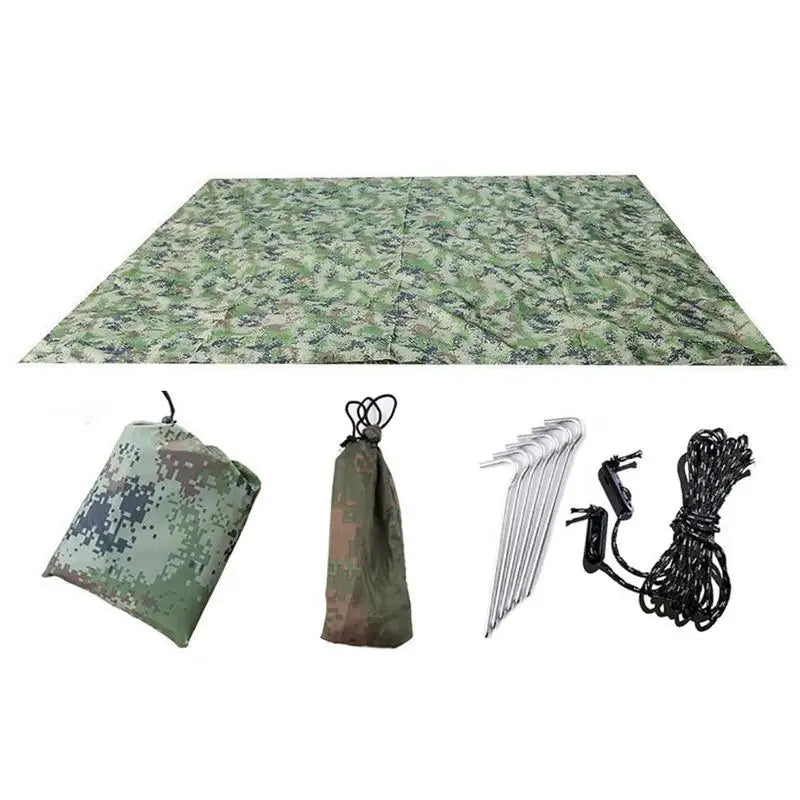 Outdoor Ultralight Tarp Camping Survival Sun Shelter Multifun Waterproof Beach Canopy Beach Mat Rain Sunshade Shelter 100*145CM