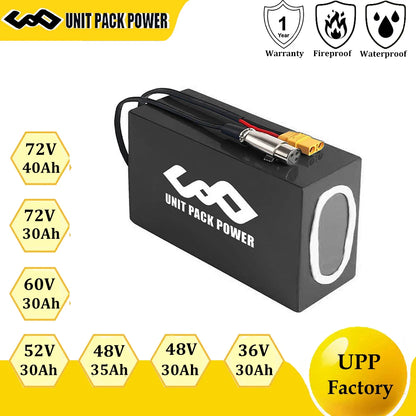 48V 30AH Ebike Battery Pack PVC Waterproof 72V 36AH 60V 52V for 1800W 1500W 1000W 2000W 2500W 3000W Motorcycle Electric EScooter