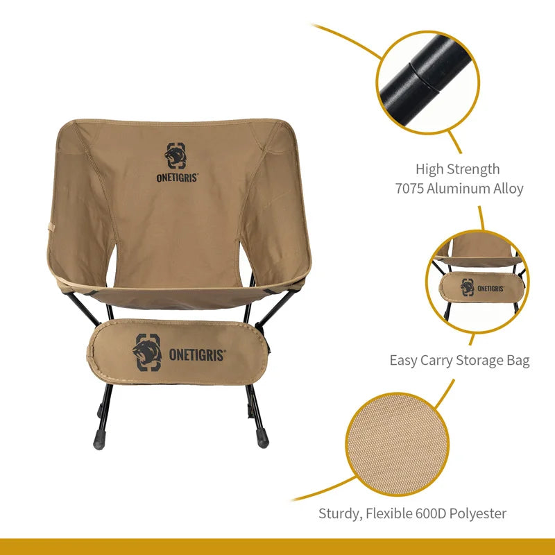 OneTigris Portable Camping Chairs Multicam Foldable Outdoor Chair For Camping Trekking Fishing BBQ Parties Gardening Indoor Use