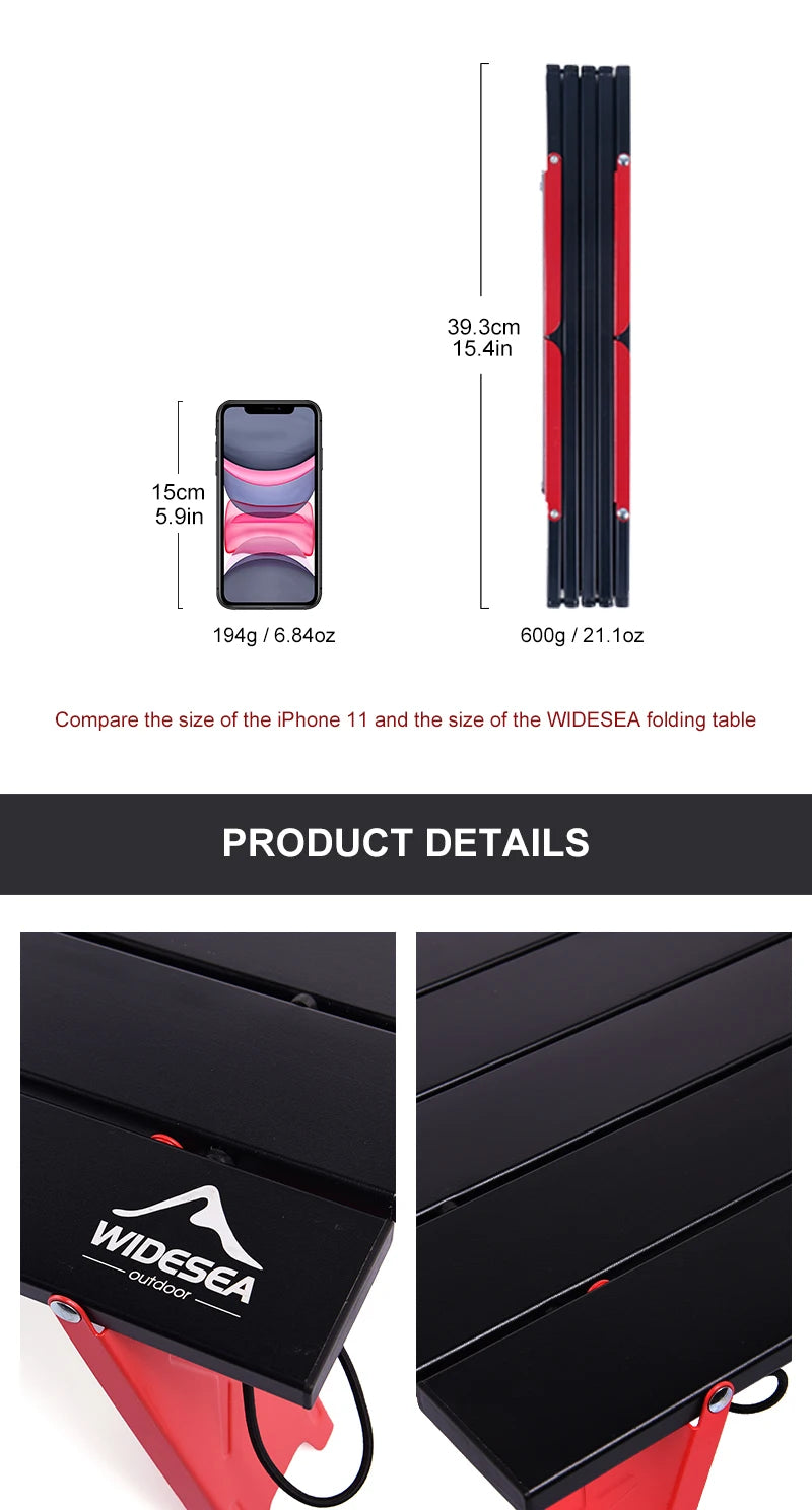 Widesea Camping Mini Portable Foldable Table for Outdoor Picnic Barbecue Tours Tableware Ultra Light Folding Computer Bed Desk