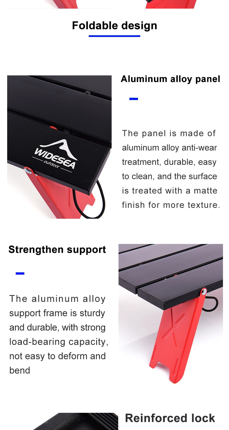 Widesea Camping Mini Portable Foldable Table for Outdoor Picnic Barbecue Tours Tableware Ultra Light Folding Computer Bed Desk