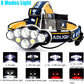 zk20 2*led+4*XPE+2*COB Headlamp 8000LM 8 Lighting Modes Headlight by 18650 Battery LED Flashlight Hunting USB Rechargeable