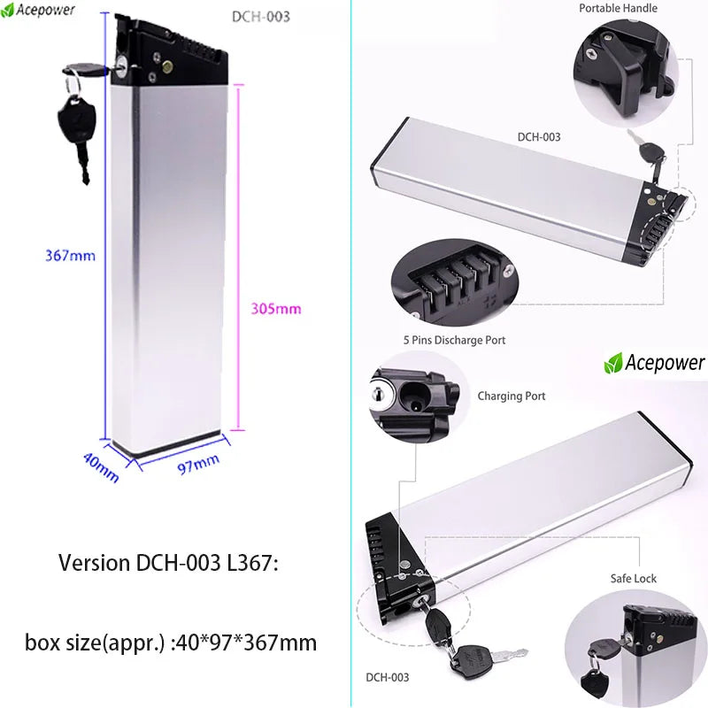 Folding E-Bike Battery 36V 48V 7.5Ah 10Ah 13.6Ah DCH-003 DCH-006 DCH-009 DCH011 DCH-014 DCH-015 DCH006 Electric Bicycle Battery