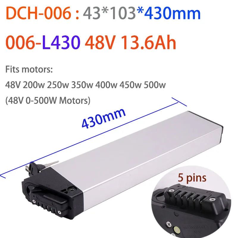 Folding E-Bike Battery 36V 48V 7.5Ah 10Ah 13.6Ah DCH-003 DCH-006 DCH-009 DCH011 DCH-014 DCH-015 DCH006 Electric Bicycle Battery