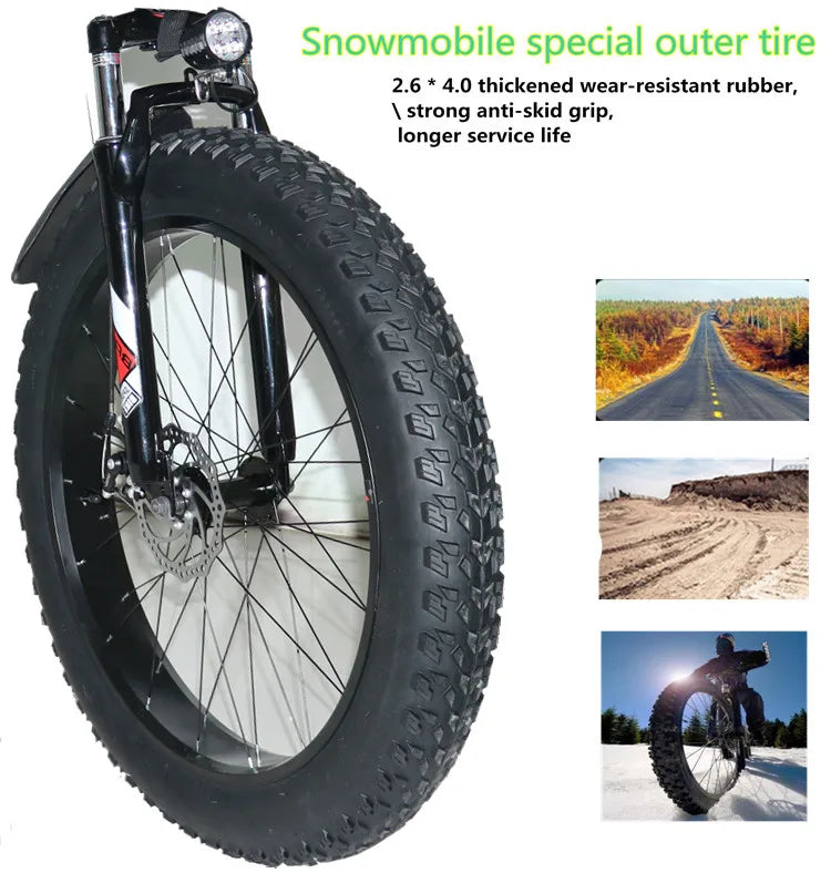 Electric Beach Bicycle for Men, Mountain Bike, Snow E-bike, 4.0 Fat Tire, 2000W, 48V, 20Ah