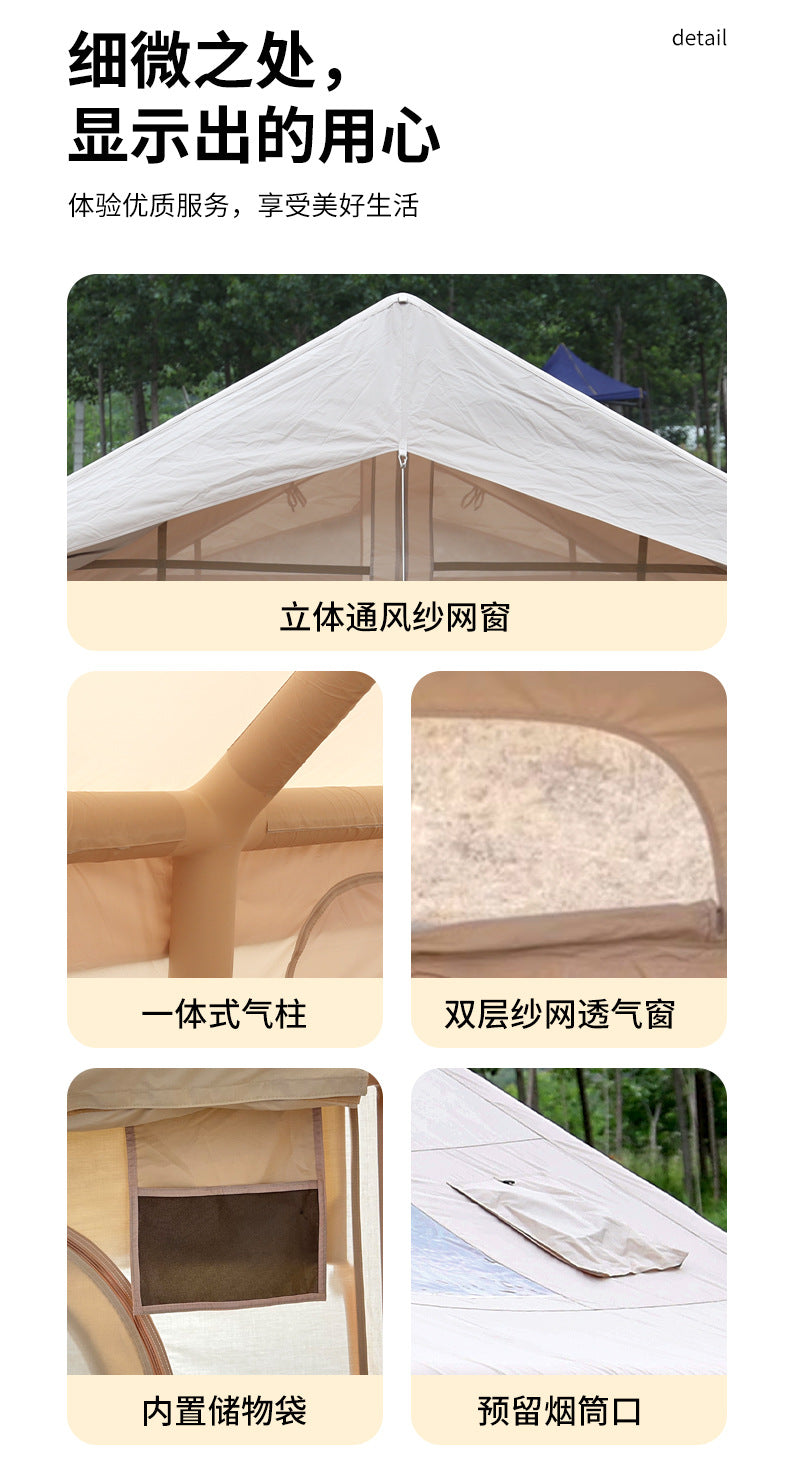 Inflatable Camping Tent with Pump, Glamping Tents, Easy Setup 4 Season Waterproof Windproof Outdoor Blow Up Tent