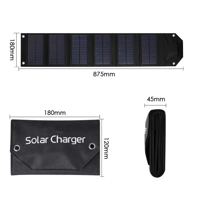 100W/80W/60W Folding Solar Panel USB 5V Solar Charger Portable Solar battery Solar Power Bank for Outdoor Camping Hiking + Cable