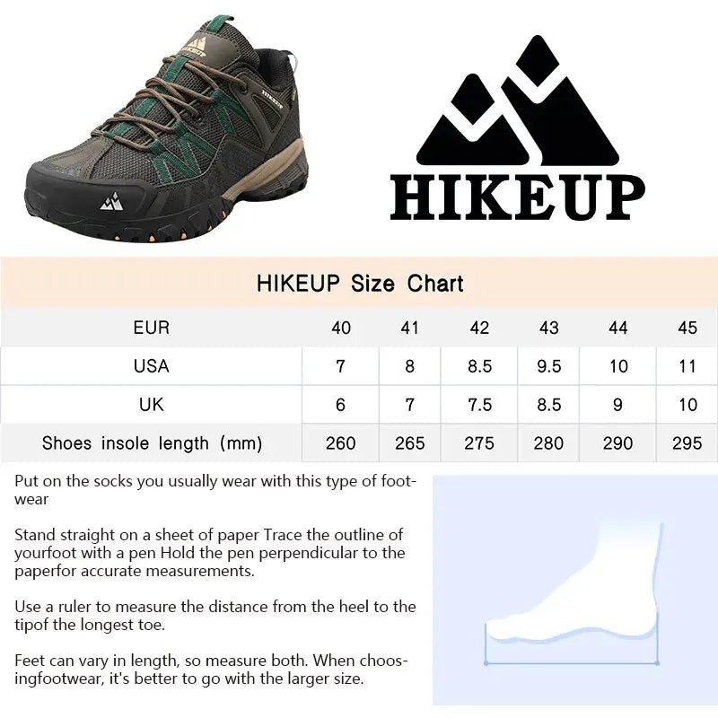 HIKEUP Breathable Cushioning Nonslip Sneakers Men's Hiking Shoes Running Trekking Sneakers Outdoor Mountain Sports Shoes for Men