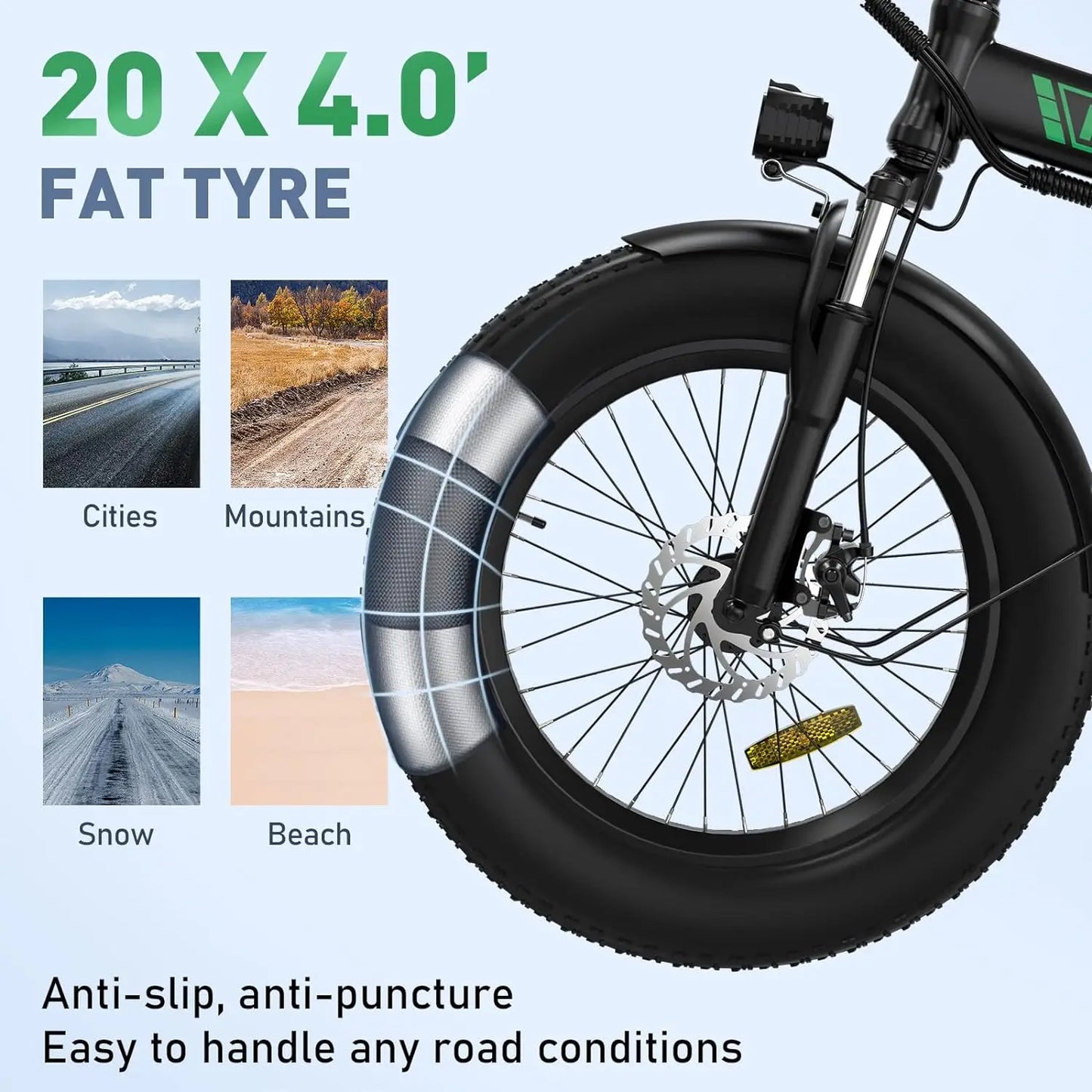 HITWAY BK11M Electric Bike for Adults, 20" x 4.0 Fat Tire Ebike with 750W Motor, 48V/15Ah Foldable Electric Bike, E Bike 7-Speed