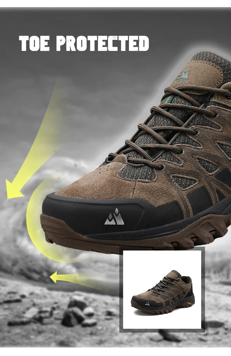 HIKEUP Hiking Shoes for Men Leather Trekking Shoes Technical Racing Sport Car Model Building Blocks City Mechanical Technical