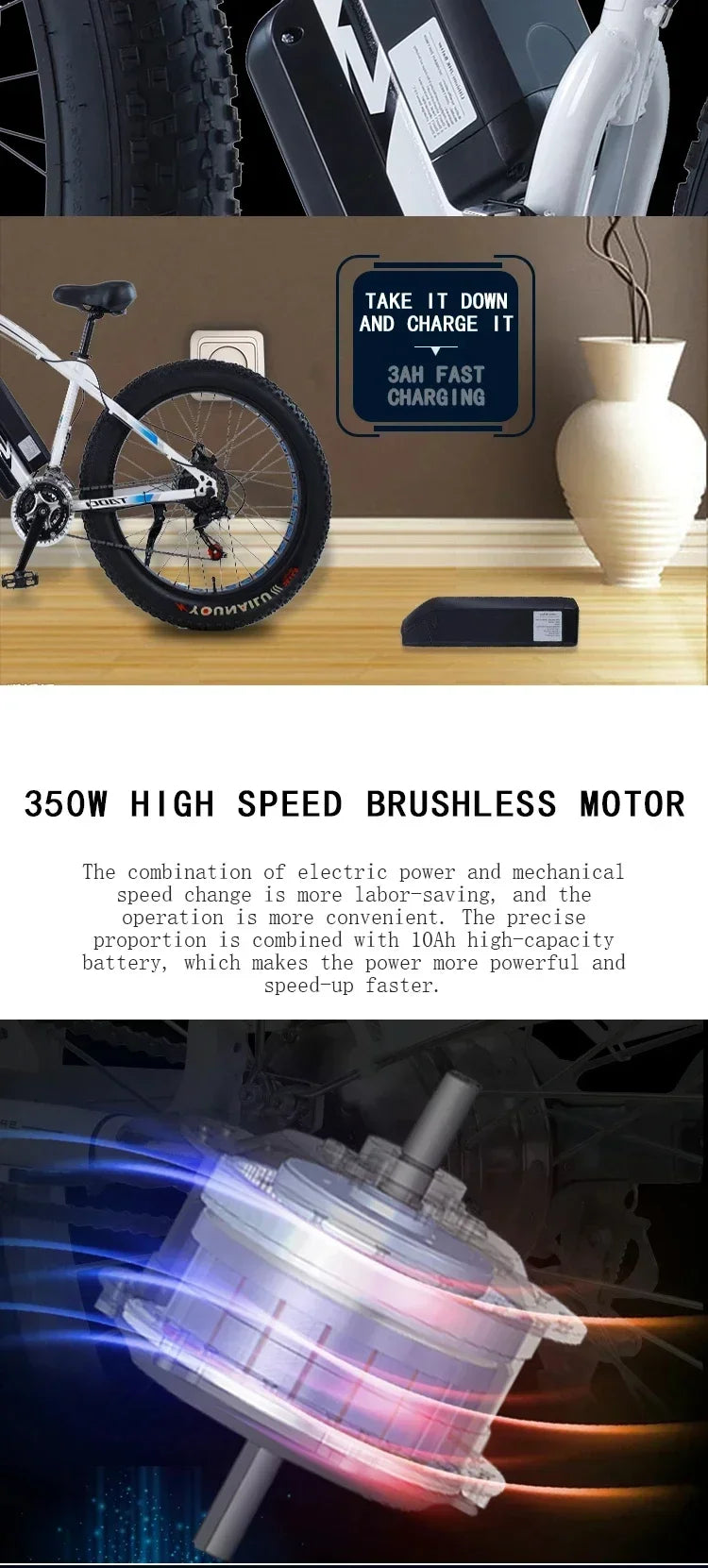 AKEZ Electric Bicycle 750W Brushless motor 48V13AH Lithium Battery 26 Inch Adult Electric Bike Fat Tire Mountain off-road  EBike