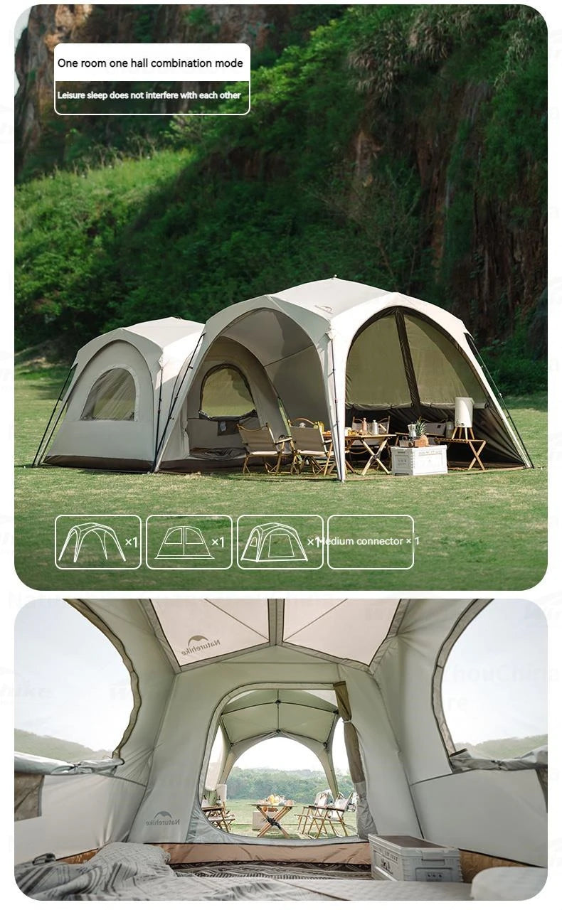 Naturehike Dome Tent Canopy Waterproof PU5000+ UPF12500+ Quick Open Docking Tent Outdoor Camping Large Sunshade Tarp Family