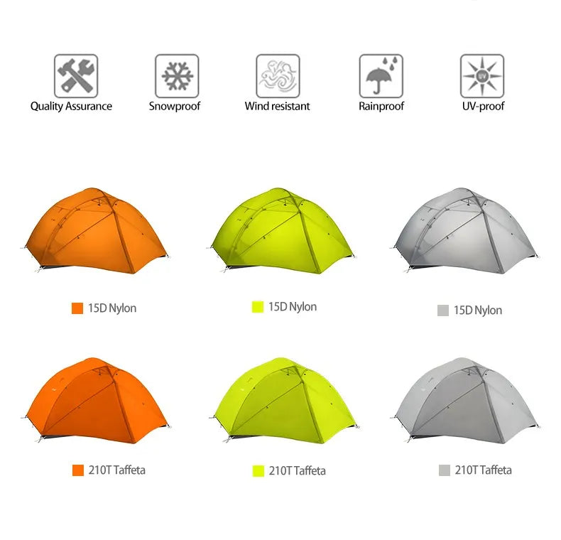 3F UL Gear Qinkong 3P 3-Person 4-Season Camping Tent 15D Silnylon Coating with Matching Ground Sheet Ultralight Outdoor