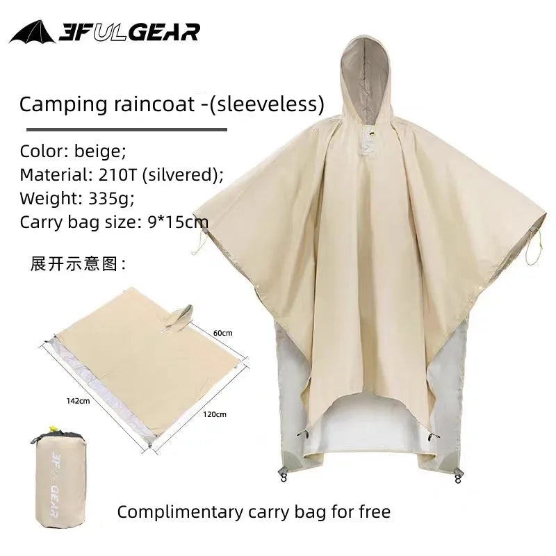 3F UL GEAR Lightweight Hiking Poncho, Waterproof Backpack Poncho Raincoat for Outdoor Trekking, Camping, Hiking