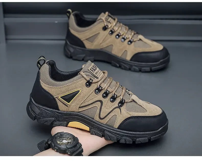 Men's Outdoor Hiking Shoes, Hiking Boots, Suede Leather Outdoor Shoes, Wear-resistant Men's Walking and Hunting Sports Shoes