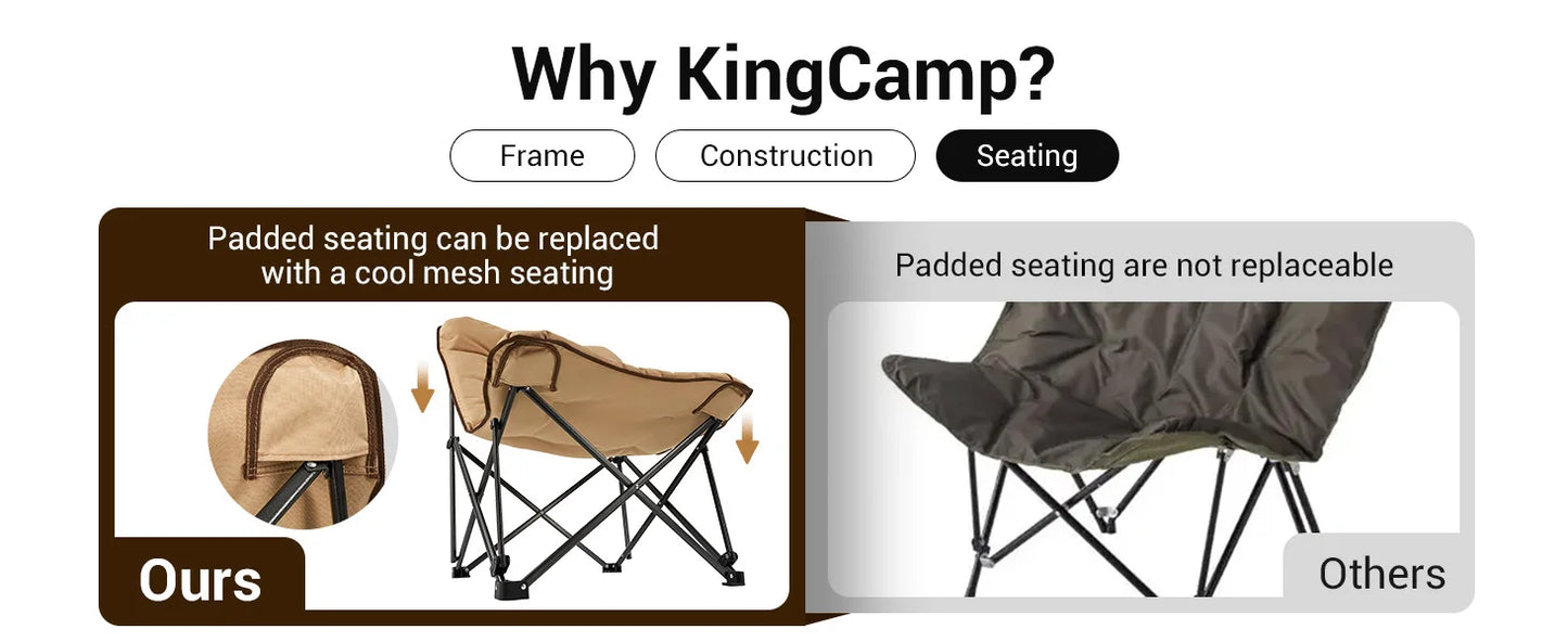 KingCamp Comfortable Butterfly Chair, Camping Dorm Entertainment, with Upholstered Seat, Portable and Foldable, 300 lbs