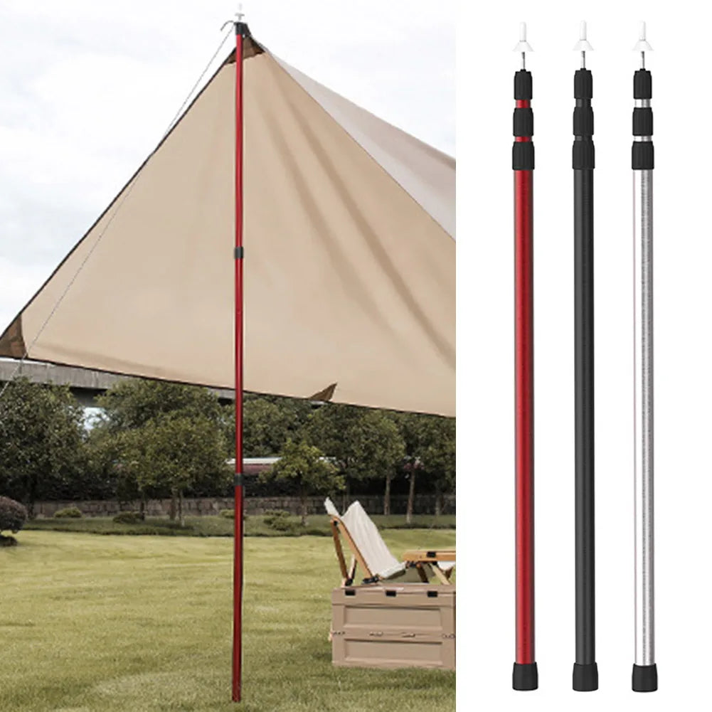 2.3m Beach Shelter Awning Pole Adjustable about 90.55inches Camping Tarp Bar Retractable Telescoping Tent Pole Camping Accessory