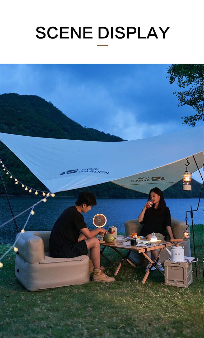 MOBI GARDEN Portable Camping air sofa with air bed separation connection