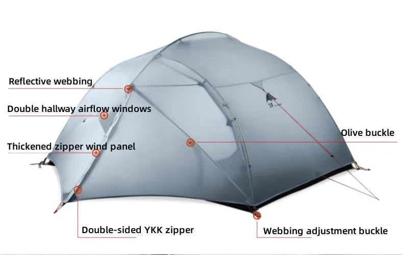 3F UL Gear Qinkong 3P 3-Person 4-Season Camping Tent 15D Silnylon Coating with Matching Ground Sheet Ultralight Outdoor