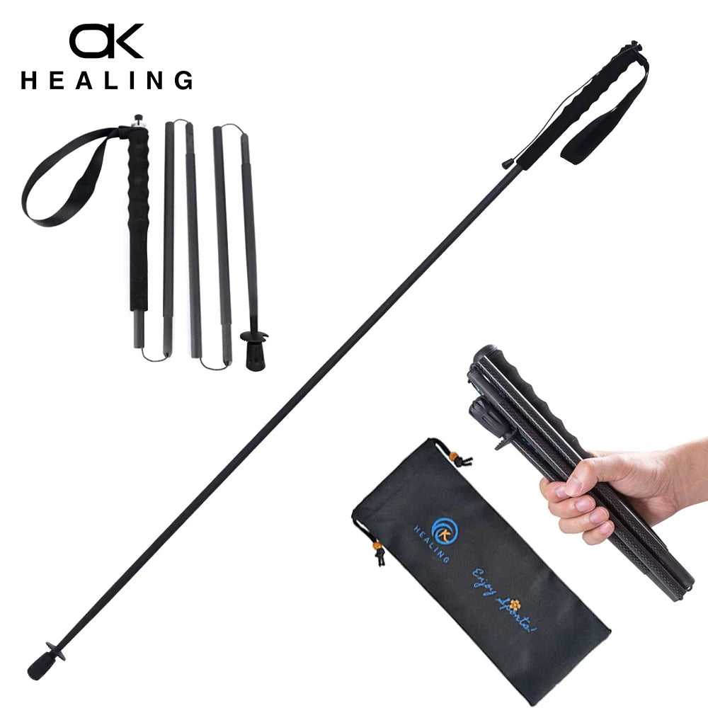 HEALING Ultra Light 115G Trekking Pole Carbon Folding Hiking Stick Collapsible Hiking Poles Trekking Stick Walking Poles Walk