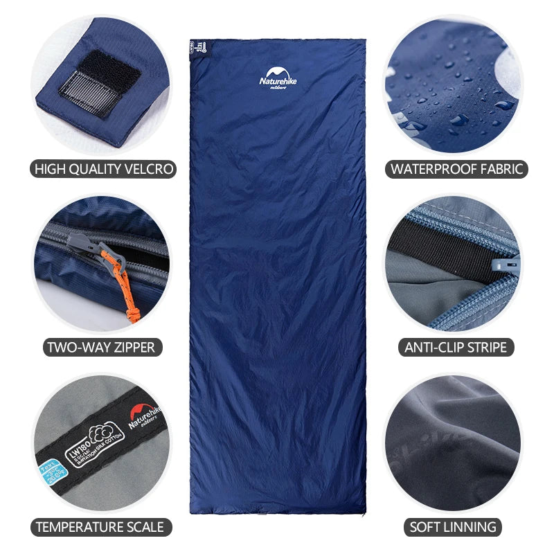 Naturehike LW180 Sleeping Bag Ultralight Portable Splicable Single Spring Summer Outdoor Hiking Camping Climbing Sleeping Bag