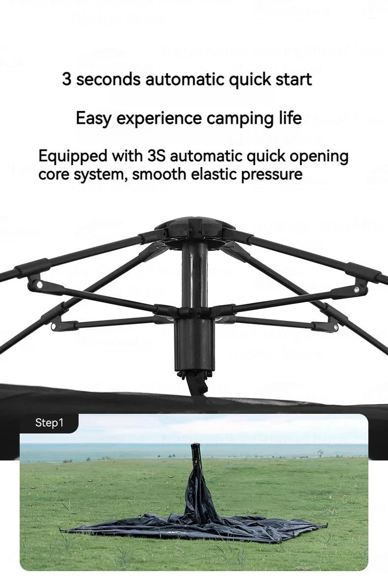 BLACKDOG Automatic One-touch Tent Quick Open Two Door Four Window Camping Outdoor Black Coated Waterproof Thickened