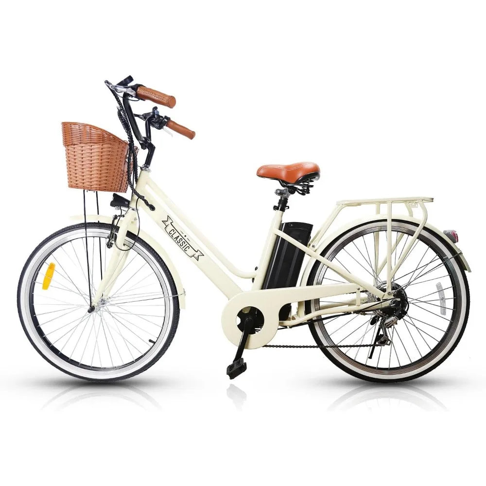 Electric Bike for Adults Peak 500W Electric Bicycle with Basket Up to 24MPH 48 Miles City Commuter Ebike UL Certified High