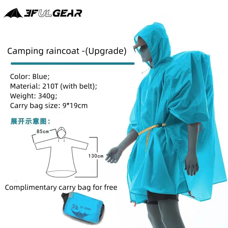 3F UL GEAR Lightweight Hiking Poncho, Waterproof Backpack Poncho Raincoat for Outdoor Trekking, Camping, Hiking