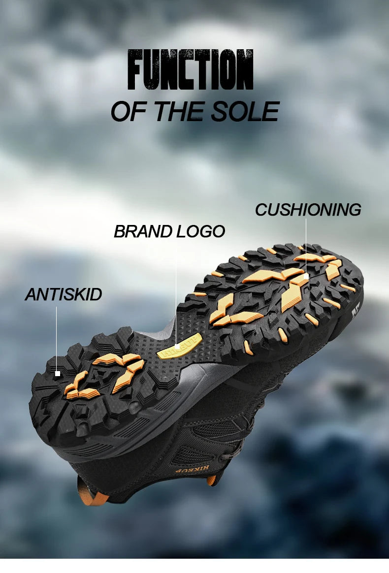 HIKEUP Breathable Cushioning Nonslip Sneakers Men's Hiking Shoes Running Trekking Sneakers Outdoor Mountain Sports Shoes for Men