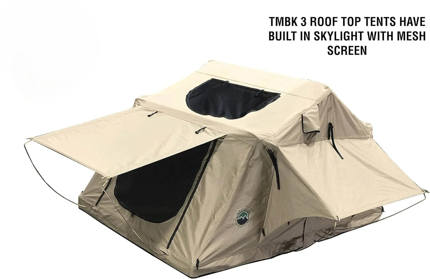 3 Person Roof Top Tent, Marine Grade 600D Rip-Stop Polyester Water Proof, with Rain Fly Tan Base, Easy To Install Truck Tent