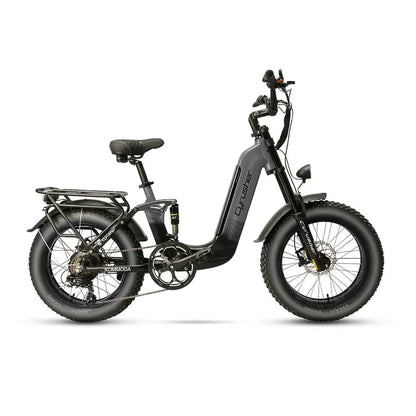 Cyrusher Kommoda Step-through Full Suspension Electric Bike for Adults Fat Tire BaFang 750W Motor  48V14ah Lithium-ion Battery