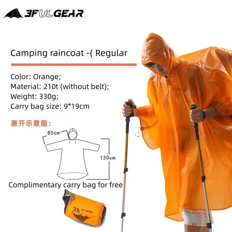 3F UL GEAR Lightweight Hiking Poncho, Waterproof Backpack Poncho Raincoat for Outdoor Trekking, Camping, Hiking