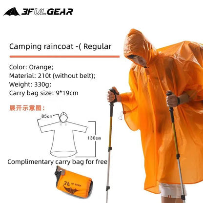 3F UL GEAR Lightweight Hiking Poncho, Waterproof Backpack Poncho Raincoat for Outdoor Trekking, Camping, Hiking