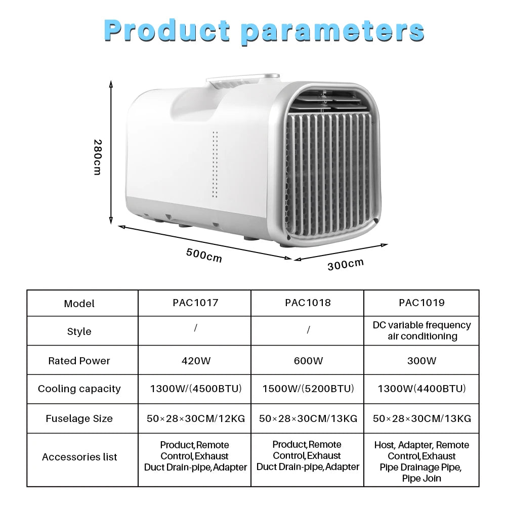 Tent Air Conditioner Outdoor&indoor Camping Air Conditioner Ac 220V 420W Portable Electric Unit for Car SUV RV Camper Motorhome