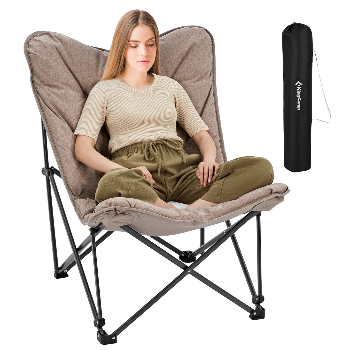 KingCamp Comfortable Butterfly Chair, Camping Dorm Entertainment, with Upholstered Seat, Portable and Foldable, 300 lbs