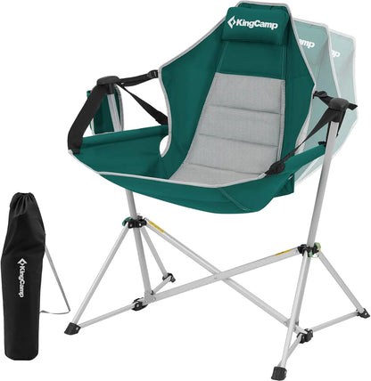 Kingcamp Hammock Camping Chair, Aluminum Alloy Adjustable Back Swinging Chair, Folding Rocking Chair With Pillow Cup Holder,