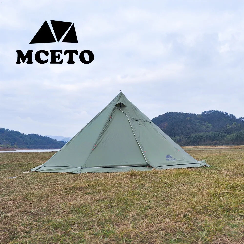 Lightweight Tipi Hot Tents with Stove Jack, Standing Room,Teepee Tent for Hunting, Family Team Camping,Brown, 6-8Persons