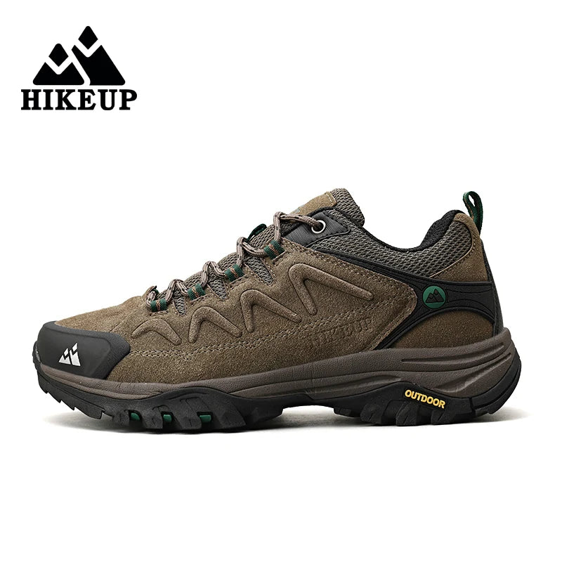 HIKEUP Leather Men‘s Outdoor Hiking Shoes Tourist Trekking Sneakers Mountain Climbing Trail Jogging Shoes For Men Factory Outlet