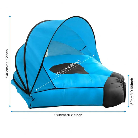 Inflatable Sofa with Canopy, Inflatable Lawn Bed, Camping Island with Sunshade, Inflatable Lazy Bed with Canopy