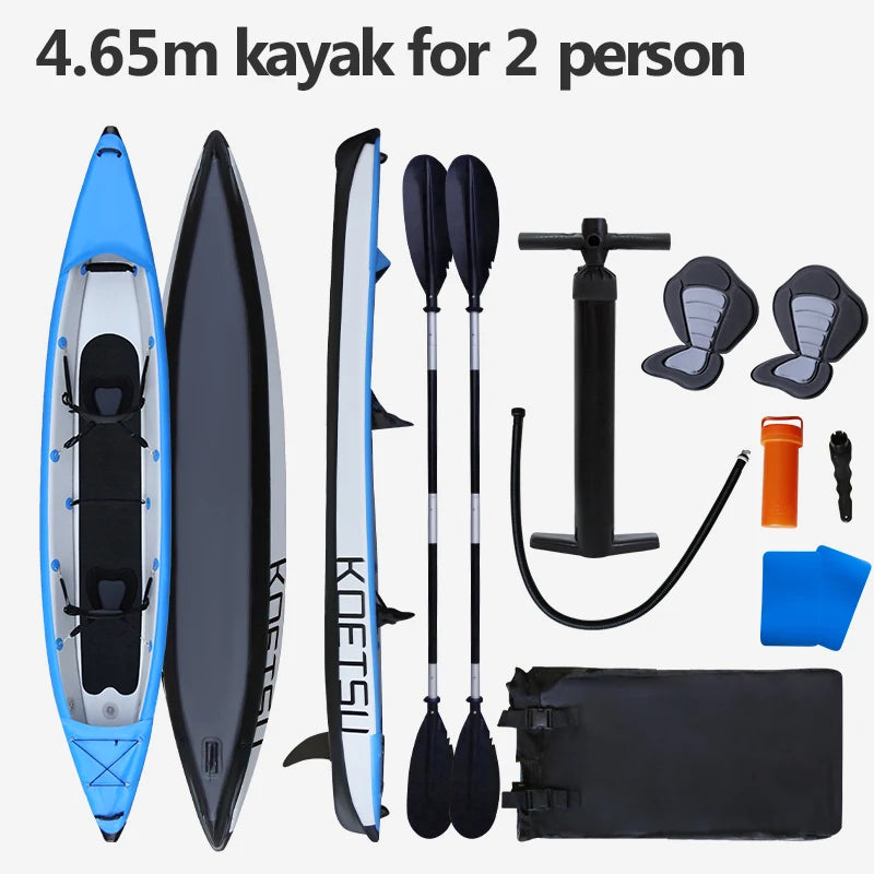 Inflatable Rafting Canoe with Air Deck Floor Set 1~2 Persons Inflatable Rafting Kayak with V-shaped Keel Fishing Water Sports