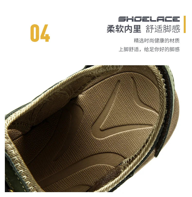 Summer Pu Leather Sandals For Men Rubber Outdoor Men Beach Shoes Anti-Slip Trekking Sandals Weight Light Male Hiking Sandals