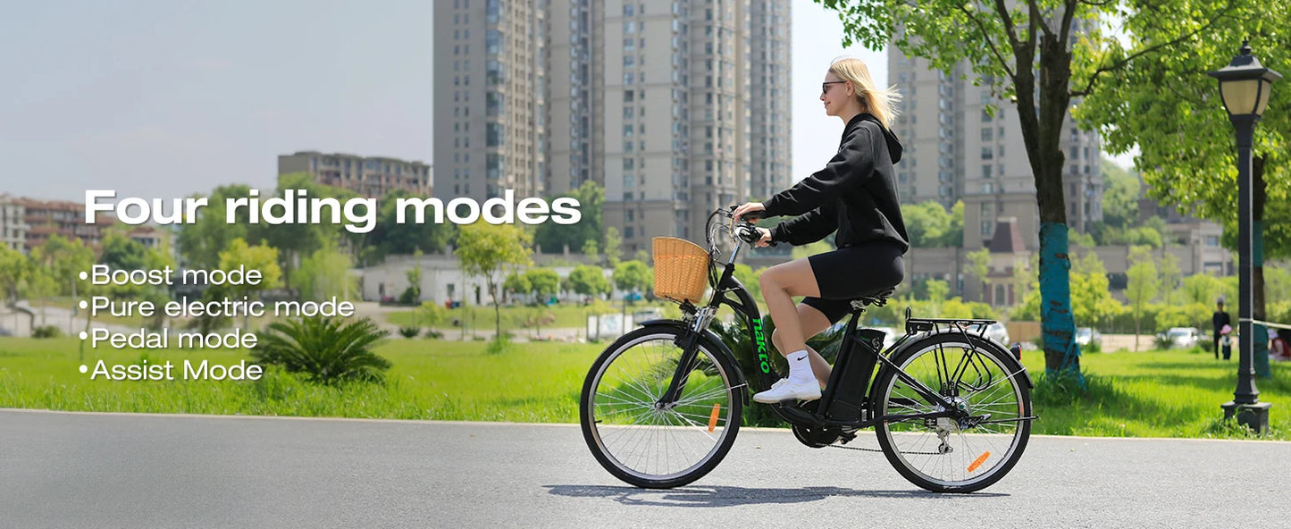 Electric Bike for Adults Peak 500W Electric Bicycle with Basket Up to 24MPH 48 Miles City Commuter Ebike UL Certified High