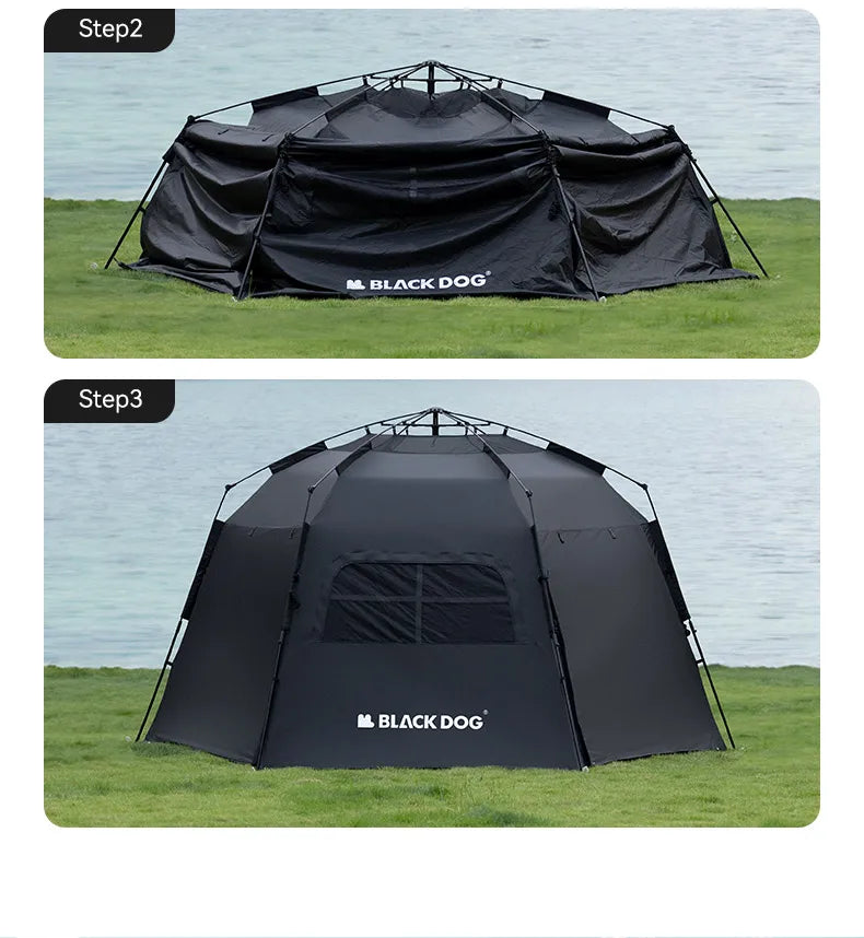 Blackdog 6-8 Person Tent Outdoor Hexagonal Automatic Quick-open Camping Tent Portable Folding Vinyl Sunproof Rainproof