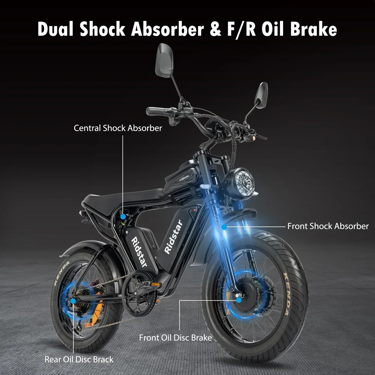 Ridstar Q20 Discount Electric Bike 2000W 52V 40AH Waterproof Powerful Dual Motors 20*4.0 Fat Tires for Mountain Ebike Adults