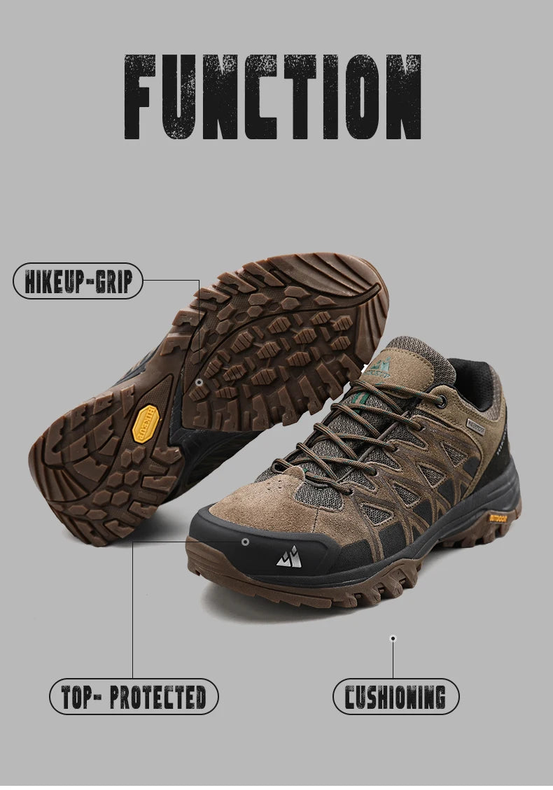 HIKEUP Hiking Shoes for Men Leather Trekking Shoes Technical Racing Sport Car Model Building Blocks City Mechanical Technical