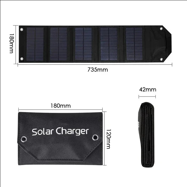 100W/80W/60W Folding Solar Panel USB 5V Solar Charger Portable Solar battery Solar Power Bank for Outdoor Camping Hiking + Cable